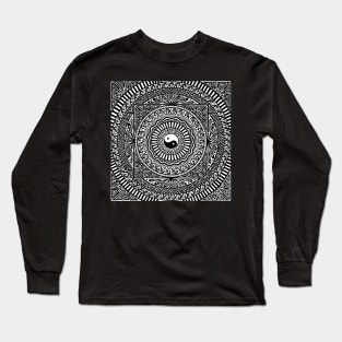 Black and White Yin Yang Mandala Long Sleeve T-Shirt